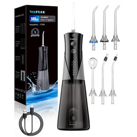 Wireless Water Flosser Teeth Cleaning, 5 Modes, USB-C Charging Function, 6 Jet Tips, 300 ml Water Tank, Electric Travel Oral Irrigator, Removes Food Leftovers (Black)