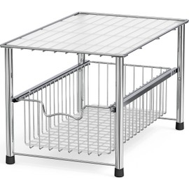 Simple Houseware Chrome Metal Stackable Storage Rack, 16.75 in L x 10.8 in W x 10.25 in H