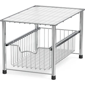 Simple Houseware Chrome Metal Stackable Storage Rack, 16.75 in L x 10.8 in W x 10.25 in H