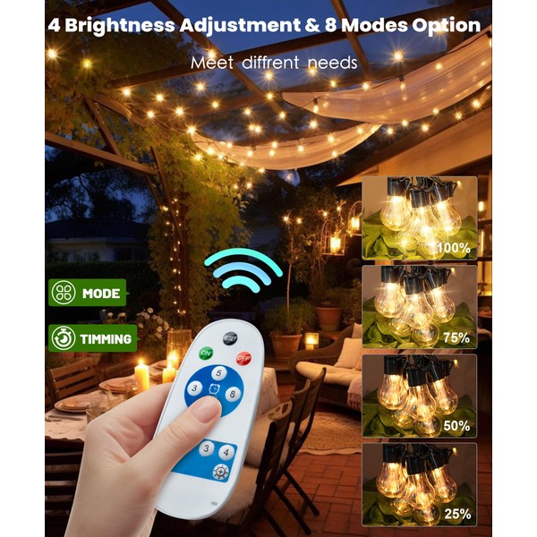 ULIGHTOWN ULIGHTOWN Solar Festoon Lights Outdoor,14M/46FT Edsion Solar String Lights