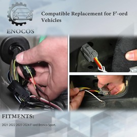 Enocos 56468 4-Way Trailer Wiring Harness Kit 4 Pin Compatible with 2021 2022 2023 F'-ord Bronco 4-Pin Flat Trailer Connector Plug (with LED Taillights)