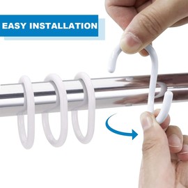 EOUIAV 24 x C Shape Shower Curtain Rings Sturdy Plastic Shower Curtain Rings Shower Curtain Rings for Shower Rod White Rings for Hanging Curtains