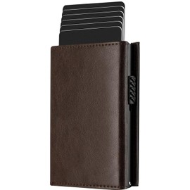 EDECOR Tarjetero de cuero,Cartera para Hombre RFID Bloqueo Antirrobo Tarjetero para Caballero Plegable,con Bolsillo de Moneda Cierre del Imán Billetera,para Efectivo y Monedas, Regalos para hombre