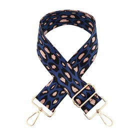 Bag Strap Adjustable Shoulder Strap for Bags 80-130 cm with Gold Carabiner Leopard Pattern 5 cm Wide Replacement Belt Shoulder Strap DIY Accessories for Handbags for Women Men Girls, Blue