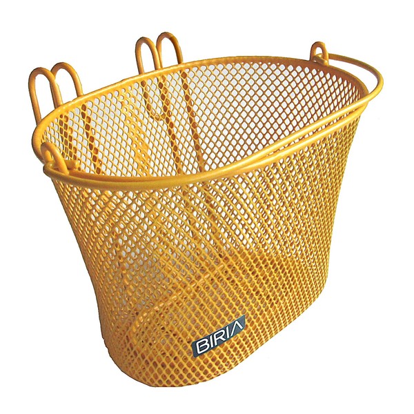 BIRIA Basket with Hooks Yellow/Orange, Front, Removable, Wire mesh Small Kids Bicycle Basket, Yellow/Orange