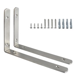 Sayayo 4pcs 125mm x 75mm Brushed Stainless Steel Shelf Support Brackets Wall Bracket Support Bracket EJ5207-4P