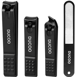 DUCOO DUCOO Nail Clipper Set, 4 PCS Ultra Sharp Nail Clippers for Men, Women, Adults Toenail Fingernail Clippers, Stainless Steel Nail Cutter & File, Black