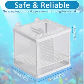 Fish Breeding Box, Small Fry Hatchery Isolation Box, Isolation Fish Fry Hatchery With 4 Suction Cups, Multi-Functional Tank Divider For Betta, Tropical Fish Guppy, 16x15.5x15.5cm