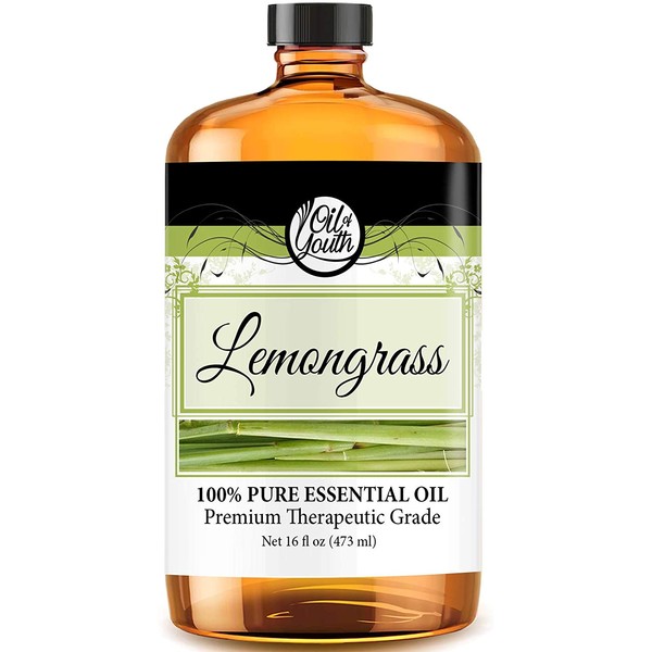 16oz Bulk Lemongrass Essential Oil – Therapeutic Grade – Pure & Natural Lemongrass Oil