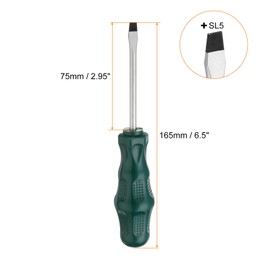 sourcing map 2pcs SL5 Flat Head Screwdriver 6.5" Magnetic Slotted Screwdrivers 3" CR-V with Ergonomic Handle for DIY Repairing, Green