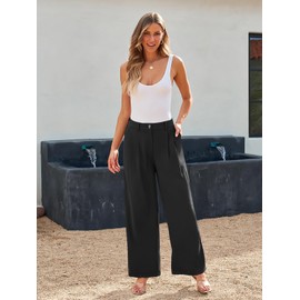 LILLUSORY Wide Leg Dress Work Pants Womens Palazzo Flowy 2025 Summer Spring High Waisted Professional Business Office Interview Outfits Bottom Wear Trousers Dressy Slacks Black