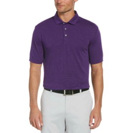 PGA TOUR New PGA Tour Men's Textured Golf Polo Shirt, Purple, Small