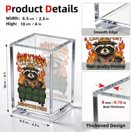 zcyhtqp, Only You Can Prevent Dumpster Fires, Funny Acrylic Cosmetic Pencil Pen Holder Cup, Dumpster Fire Desk Organizer, Raccoon Lover Gifts, Office Work Gifts for Friend Coworker Leader