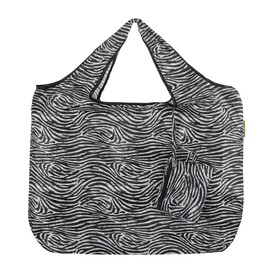 ECO CHIC Foldable Reusable Large Recycled Grocery Bags Lightweight Shopping Tote Bags with Storage Pouch (Zebra Stripes)