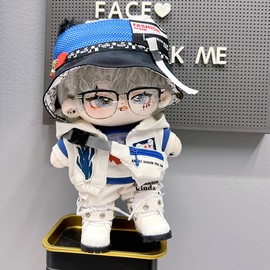 niannyyhouse 20cm Plush Clothes White Shark Set Sky Top Hat T-shirt Shorts Hoodie Backpack Cotton Doll Accessories Dress Up (20cm)