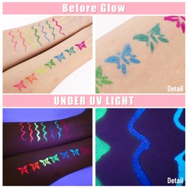 BOBISUKA UV Glitter Eyeliner Set, 7 Colours, Neon Eyeliner, Colourful, Waterproof, Long-Lasting, Liquid Eyeliner for Rock Concerts, Parties, Proms, Festive Restyling