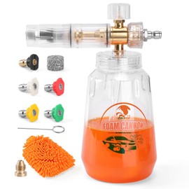 JERUIFOX Foam Cannon for Pressure Washer, Pressure Washer Foam Cannon for Car Washing with 5 Pressure Washer Nozzle Tips, 1/4" Quick Connect Foam Soap Cannon for Snow Foam Lance 1L