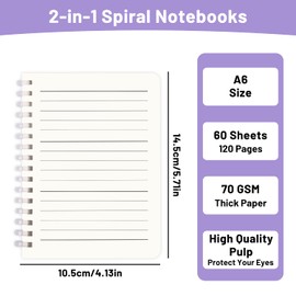 2-in-1 Sticky Notes Set - 220 Sheets Candy Color Sticky Notes Tabs with 120 Pages Spiral Lined Notebooks, Pastel Self-Stick Note Pads Small Spiral Notebooks Sticky Tabs for Note Taking School Office