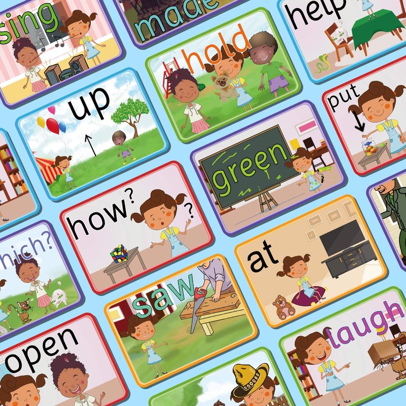 SpringFlower Sight Words Flash Cards with Pictures,Motions&Sentences, 220 Dolch Sight