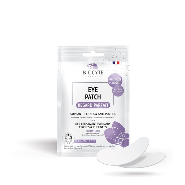 BIOCYTE Eye Patch - Patch pour le Contour des Yeux - Soin Anti-Cernes et Anti-Poches - A base de Passiflore, Cytobiol, Regu Age Pf, Caféine et en Biocellulose - Sachet de 2 Patchs