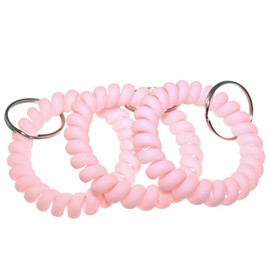 Lind Kitchen 6PCS Pink Plastic Wrist Keychain Spring Flexible Spiral Wrist Coil Stretchable Wristband Spiral Key Chain Bracelet Key Holder Key Ring for ID Badge