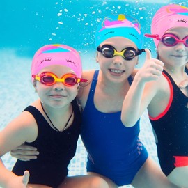 2 pcs Kids Swim Cap Silicone Swimming Cap for Boys Girls (Age 3-12) Cover Ears Waterproof Bathing Cap Keep Hair Dry Swimming Hat for Hair