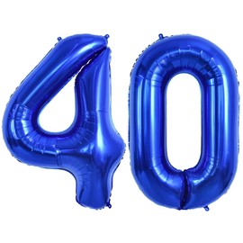 TONIFUL 40 Inch Large Navy Blue Number 40 Balloons Giant Digital 40 Helium Balloons, Foil Mylar Big Number Balloons for 40th Birthday Party 40th niversary Supplies Decorations