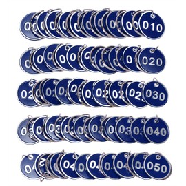 ONLYKXY 1-50 Number Colorful Tough Aluminum Metal Numbered Marking Identification Hang Tags Luggage Labels ID Tag with Split Rings for Organized Coded Key Box Cabinet System Identifier (Blue)