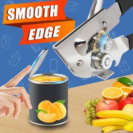 Can Opener Manual, ICEKATI Commercial Heavy Duty Can Opener for Large Cans, Folding Hand Crank Can Opener with Comfortable Long Handles, Sharp Blade Smooth Edge Can Opener