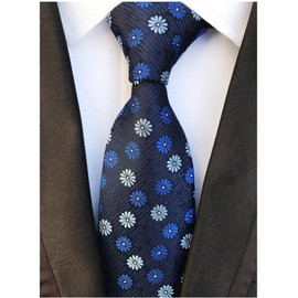 Corbata para hombre con patrón mixto de lunares, cachemira, rayas, floral, varios colores, Azul Marino Floral, Talla única