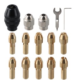 15Pcs Chuck Collet Kit, Brass Collet Set, 4486 Multi Chuck Set, Micro Twist Drill Chucks Adapter, 0.8-3.2mm Replacement Keyless Quick Change Chuck, Compatible with Dremel 3000 4000 7700 8200