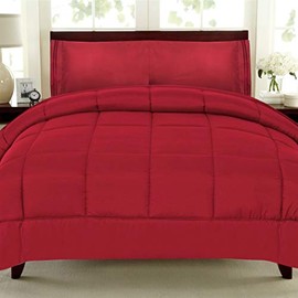 Sweet Home Collection White Goose Down Alternative Comforter, Queen, Burgundy