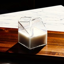 LEMONSODA Glass Milk Carton Container for Creamer, Juice, Tea - 10oz (300ml) (1 count)