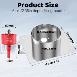 Puniama Diesel Heater Turret Plate 60mm High, Stainless Steel Diesel Heater Accessories, Mounting Bracket for Planar Parking Heater (20x18cm) with 50mm HSS Bi-Metal Hole Saw Cutter