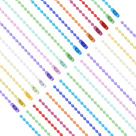 Prasacco 100 Pcs Ball Chain Key Chain Rings Metal Beaded Keychain with Connector Dog Tag Chain Keychain Chains for Jewelry Making Hanging Christmas Decoration (Mixed Color)