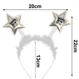 Hatstar Happy New Year Headband | Costume Accessory for New Year's Eve & New Year Party | Headband for Women, Men & Children (Silver - White)