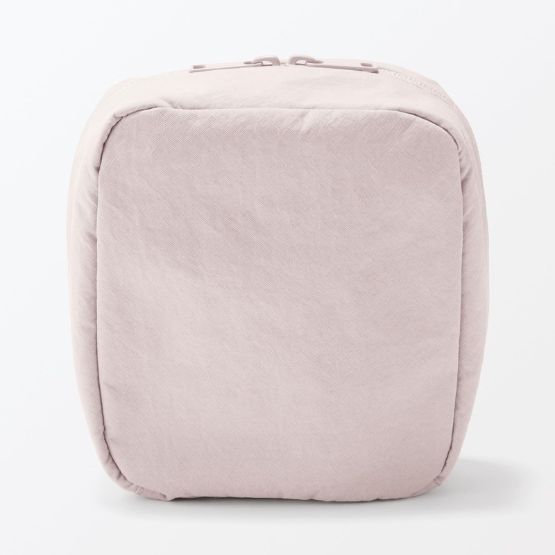 MUJI 84475870 Wrinkle Nylon Wide Open Square Pouch, Pink, Approx.