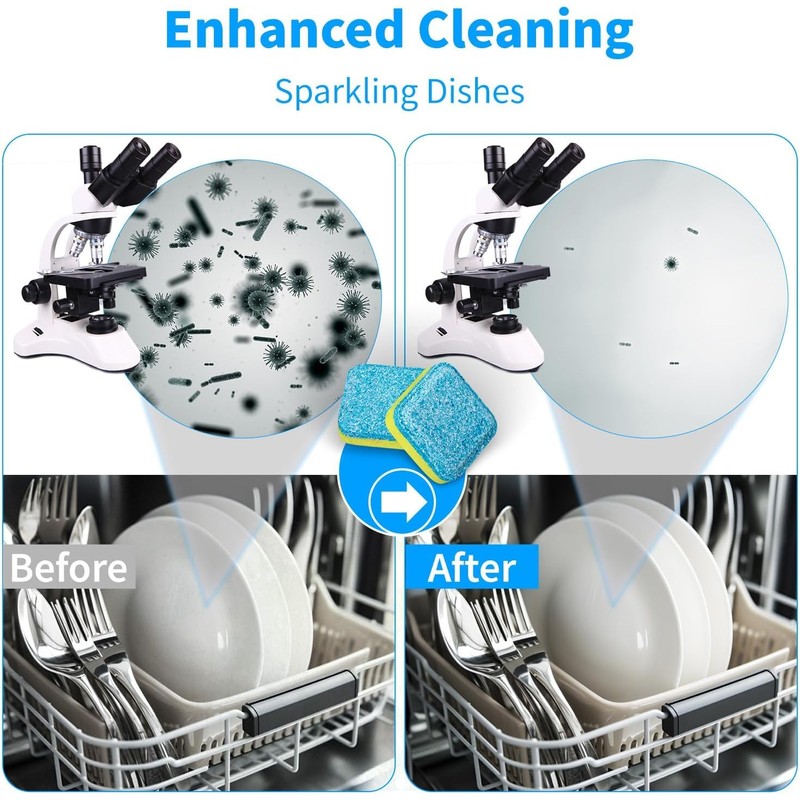Dishwasher Cleaner and Deodorizer Tablets - 24 Pack Powerful Descaling