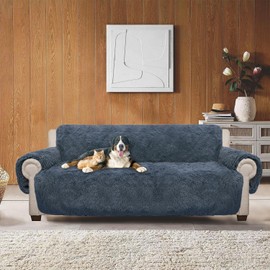 Snugglesinto Plush Couch Cover for Sofa and Furniture, Water Resistant Slipcover, Non-Slip, Easy-to-Install, Prefect for Kids,Dogs,Cats.(Noble Grey, Oversized Sofa)