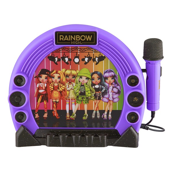 EKids RH-115.EMv22 Rainbow High Sing Along Boombox with Microphone Built in Music Flashing Lights Real Working Mic