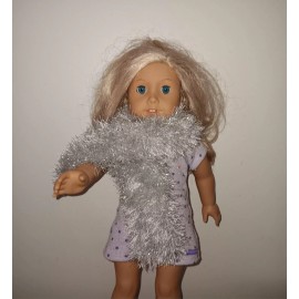 American Girl Doll Silver Metallic Fun Fur Boa Scarf For The American Girl Doll Or 18 Inch Doll