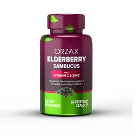 ORZAX Elderberry Capsules - Immune Support Supplement with Elderberry Vitamin C and Zinc - Antioxidants Supplement for Women and Men (60 Vegetable Capsules)