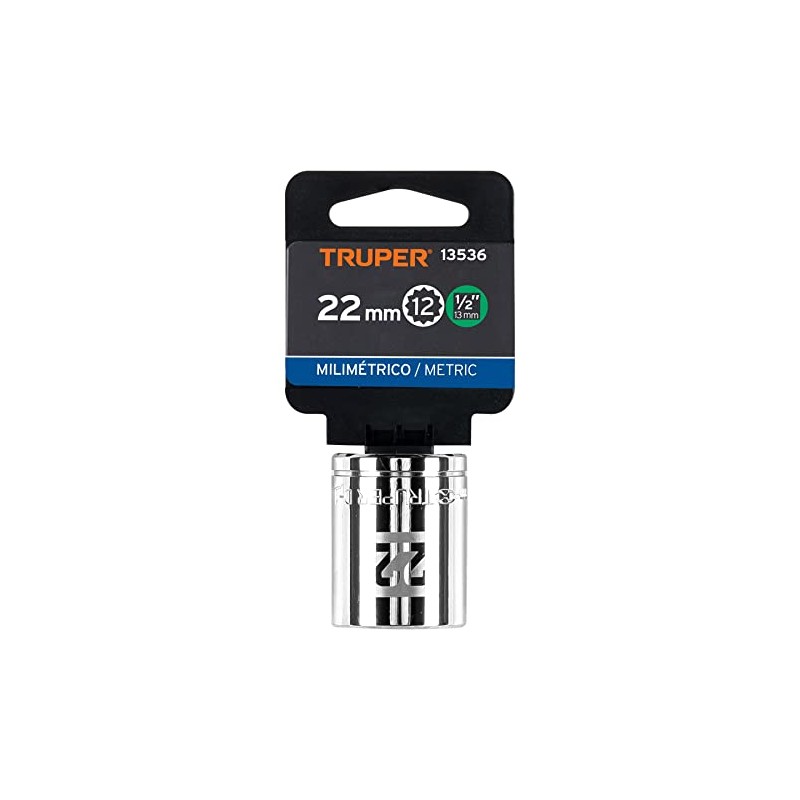 Truper D-1222-EM, Dado de 12 puntas mm, 22 mm, cuadro