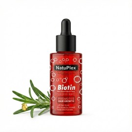 NatuPlex Biotin & Rosemary Hair Growth Serum for Thicker Fuller Hair - Anti Hair Loss Scalp Treatment for Men & Women - Natural Hair Regrowth Drops with Castor Oil & Aloe - 3.38 Fl Oz