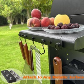 Smoker Grill Hooks,Magnetic Mount 5 Flexibility Grill Hooks for Hanging BBQ Grill Utensils,Non-Slip Heavy Duty Magnetic Hooks for Traeger Pellet Pit Boss Blackstone Grill Smoker Accessories