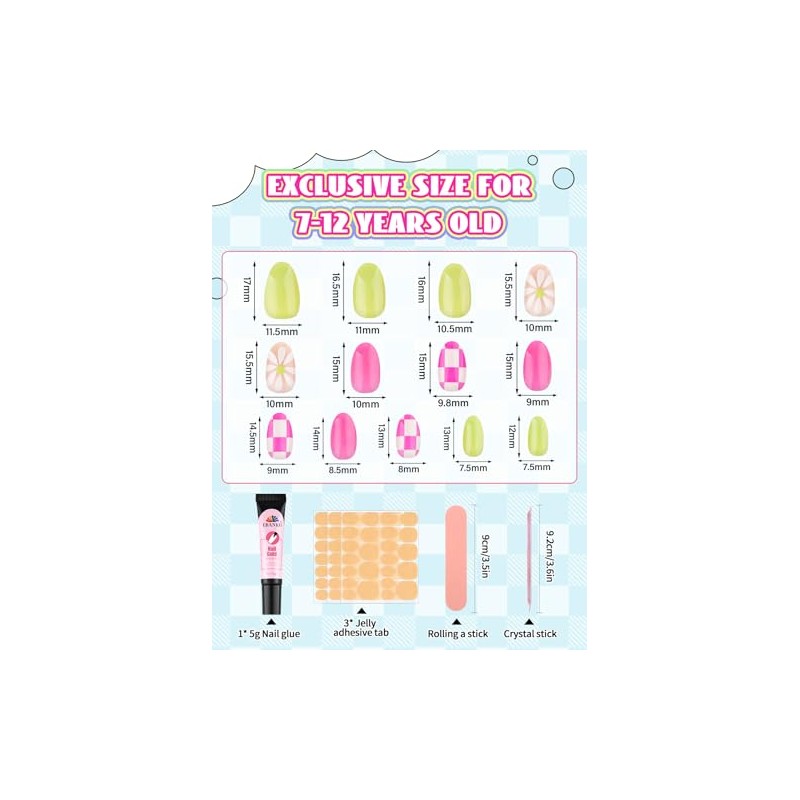 EBANKU 72 Uñas Postizas para Niñas, Uñas Falsas para Niños
