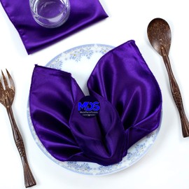 MDS Pack of 25 Satin Napkins 20 x 20 Inch Square Dining Table Napkins Soft Silky Sateen Dinner Cloth Napkin Handkerchief for Wedding Party Banquet Home Restaurant Bistro Decoration - Purple