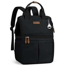 Maelstrom Cooler Backpack, 36 Cans Insulated Backpack Cooler, Soft Leakproof Double Deck Cooler Bag, Lightweight Lunch Backpack for Men & Women,Perfect for Beach Travel, Camping & Work (1.Black)