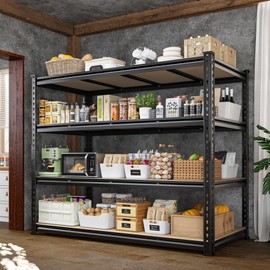 DurayLoly 55" W Storage Shelves, 2040LBS Garage Shelving Heavy Duty, 4-Tier Heavy Duty Shelving, Adjustable Metal Shelving Unit for Garage, Warehouse, Pantry, Kitchen, 55" W × 24" D × 60" H, Black