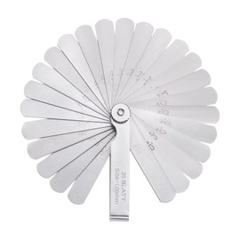 sourcing map Metric Feeler Gauge 25 Blades 65Mn Spring Alloy Steel Thickness Gauges Filler Feeler Gauge for Measuring Gap Width Thickness, 0.04-1mm
